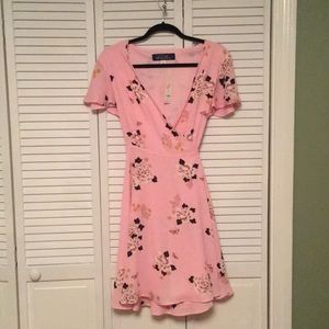 Pink floral wrap dress